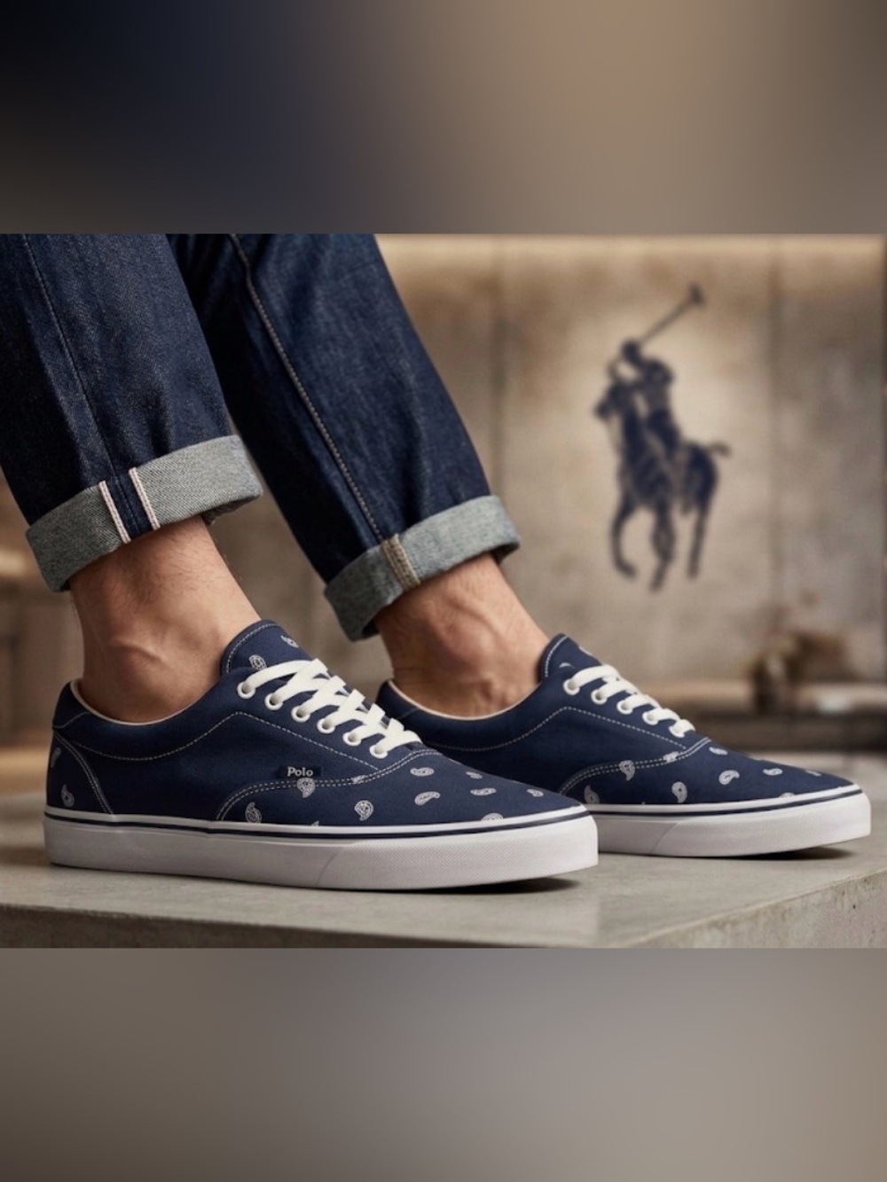 New authentic Polo Ralph Lauren designer signature sneakers sz mens 14 display